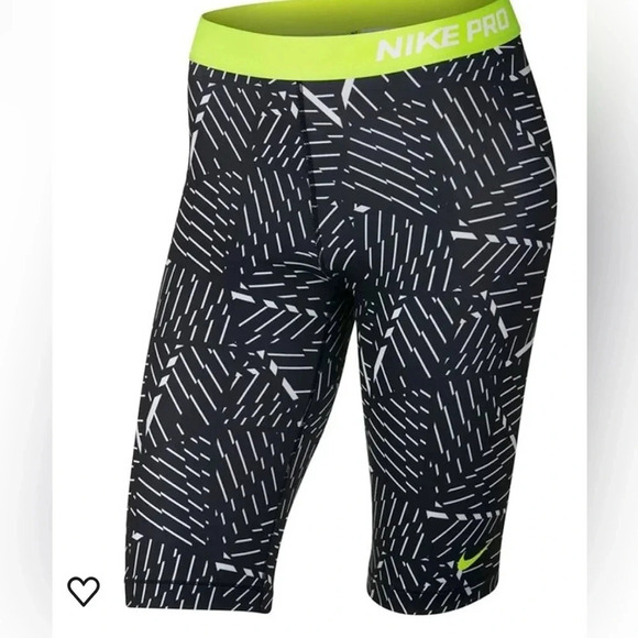 Nike Pants - Nike Women’s Pro 11 Bash Training Shorts White/Black/Volt Size Medium
